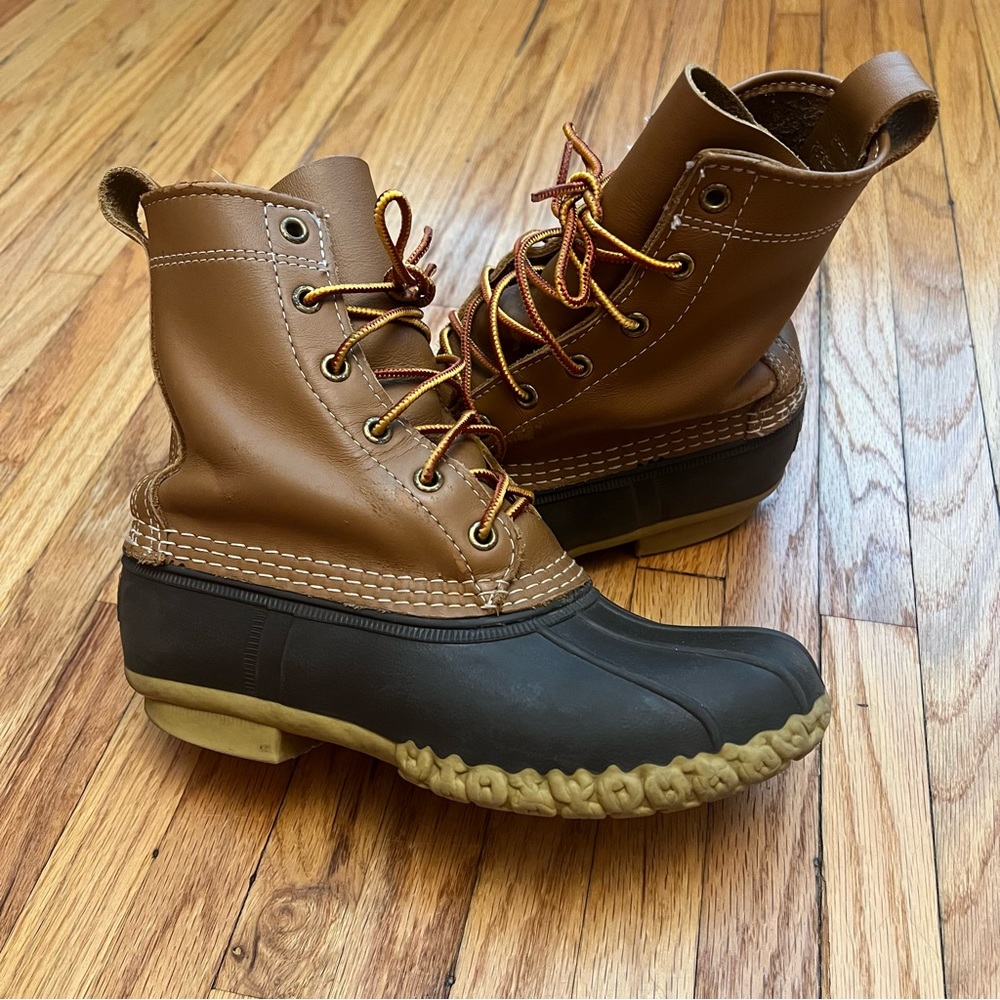 $150 Vintage L.L. Bean 80s Brown Sz. 6 Leather Duck Boots 90s EUC Hunting Rain